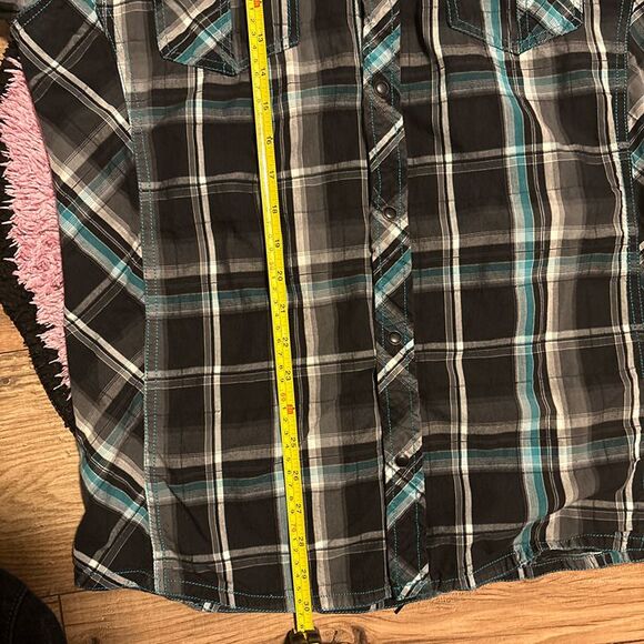 Bke Athletic Fit Biker Plaid Button Up Longsleeve - Picture 5 of 5